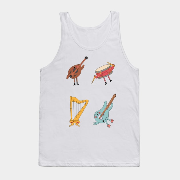 Funny Musical Instrument, Music Instrument Tank Top by Lapiiin's Cute Sticker